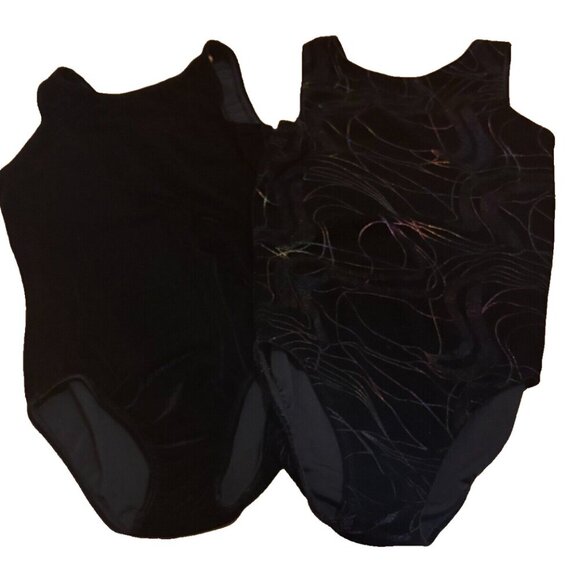 Two Danskin Leotard Bodysuits - Multicolor Velvet - Girls Size M - Picture 2 of 3